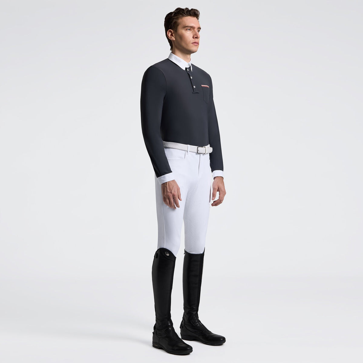 Cavalleria Toscana Men's Long Sleeve Riding Shirt with Pockets - Navy Main image