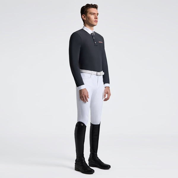 Cavalleria Toscana Men's Long Sleeve Riding Shirt with Pockets - Navy