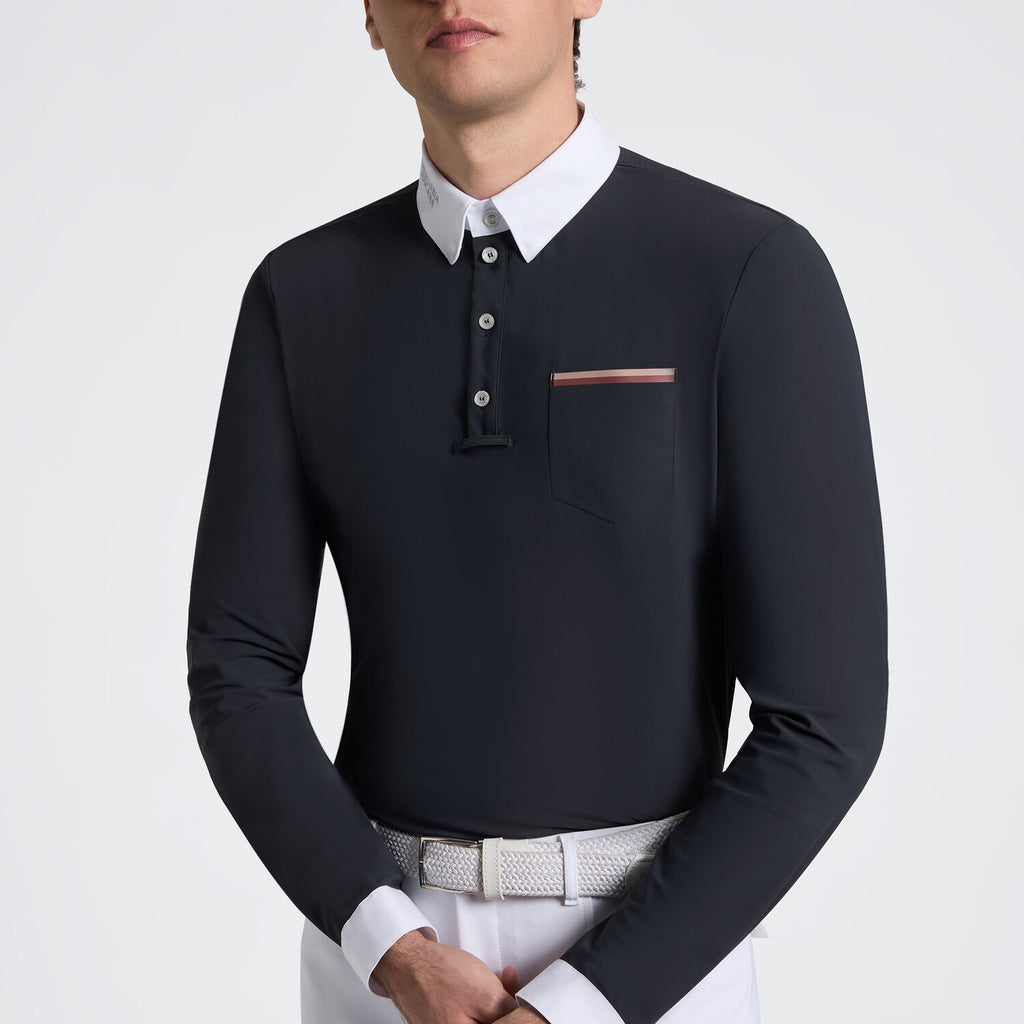 Cavalleria Toscana Men's Long Sleeve Riding Shirt with Pockets - Navy