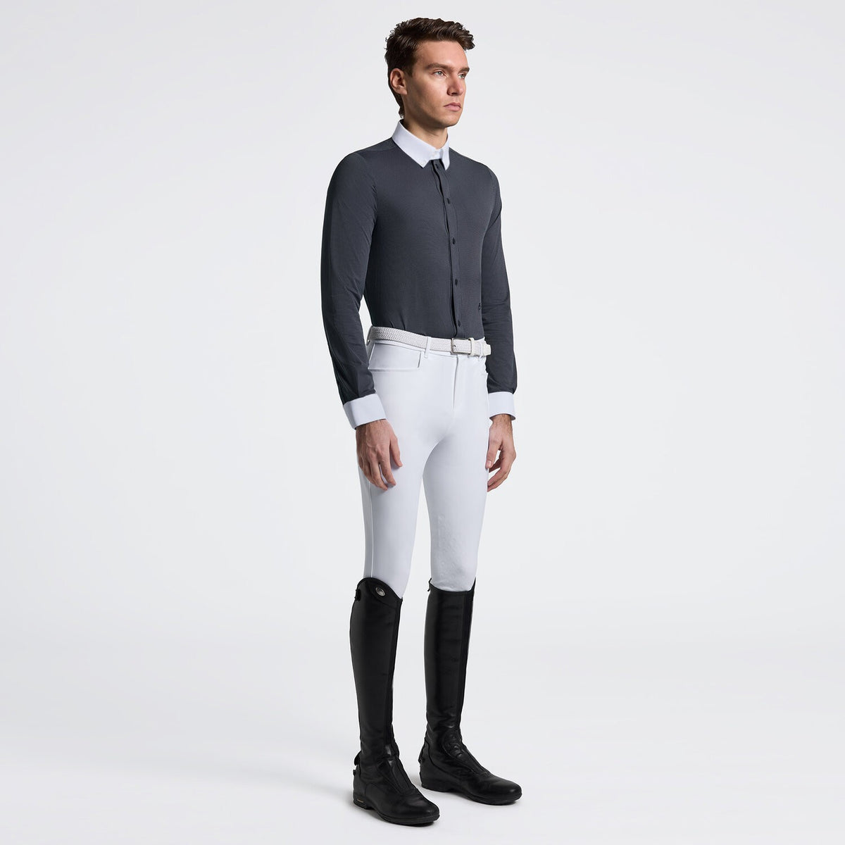 Cavalleria Toscana Men's Long Sleeve Riding Shirt with Pockets