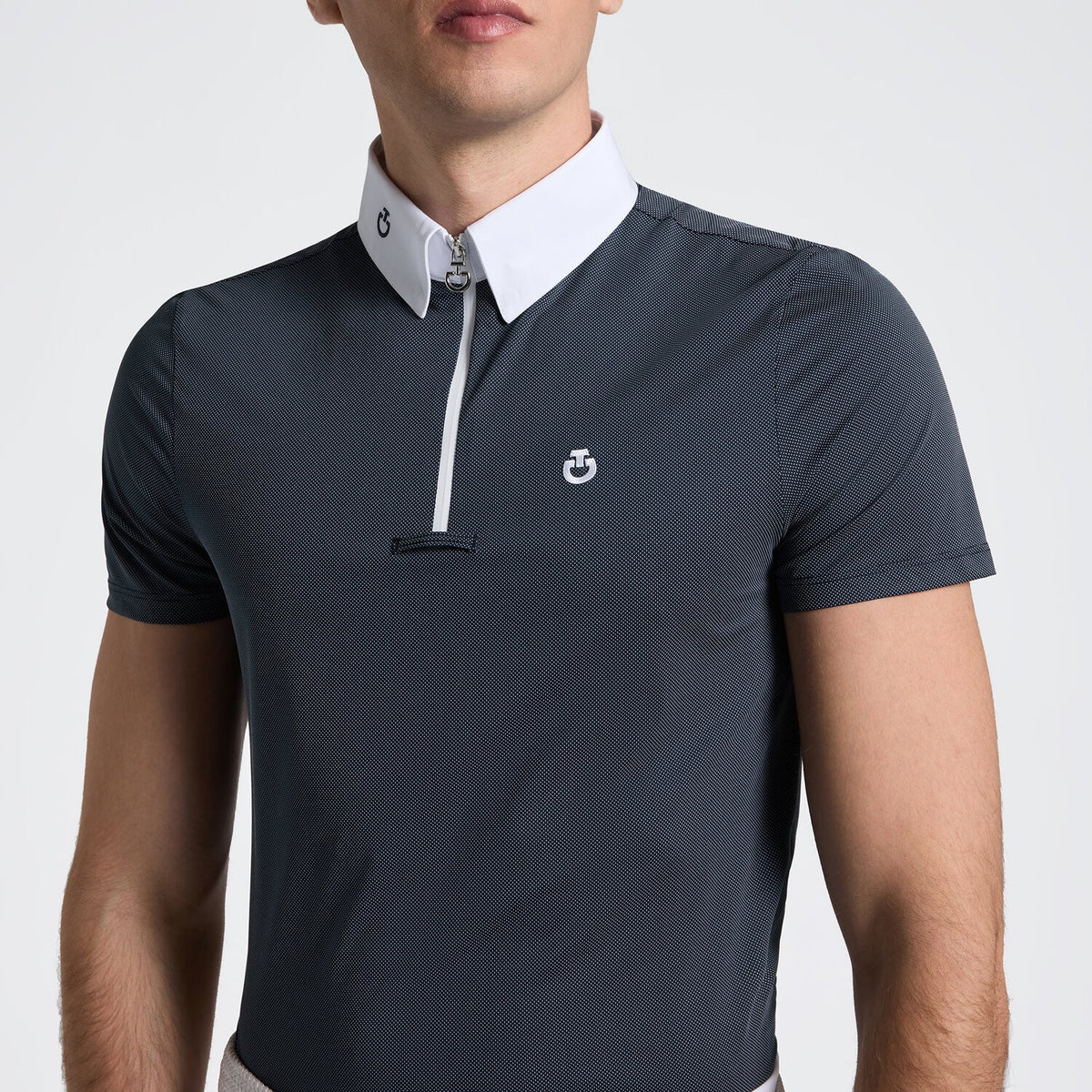 Cavalleria Toscana Men's Short Sleeve Riding Shirt - Blue Print