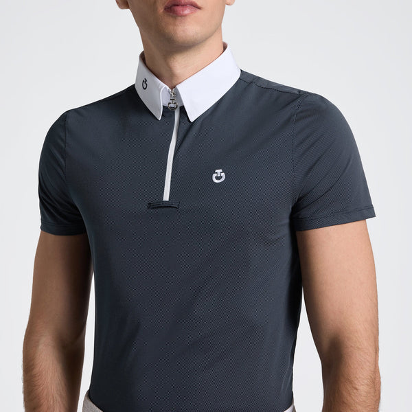 Cavalleria Toscana Men's Short Sleeve Riding Shirt - Blue Print