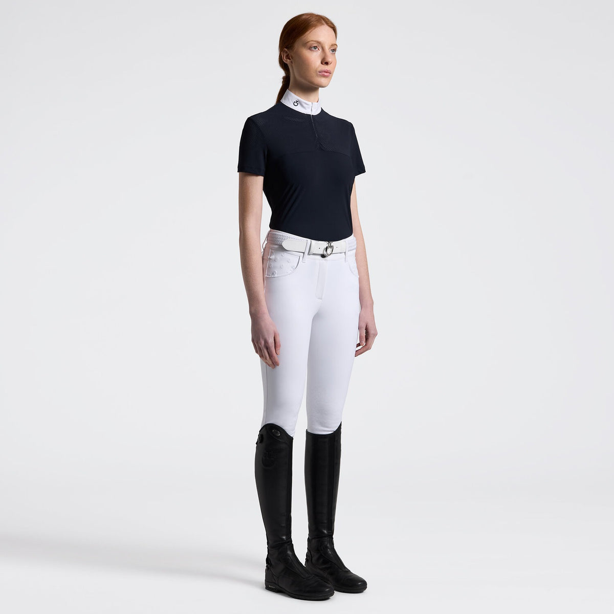 Cavalleria Toscana Women's Jersey Shirt with Perforated Details, front Main image