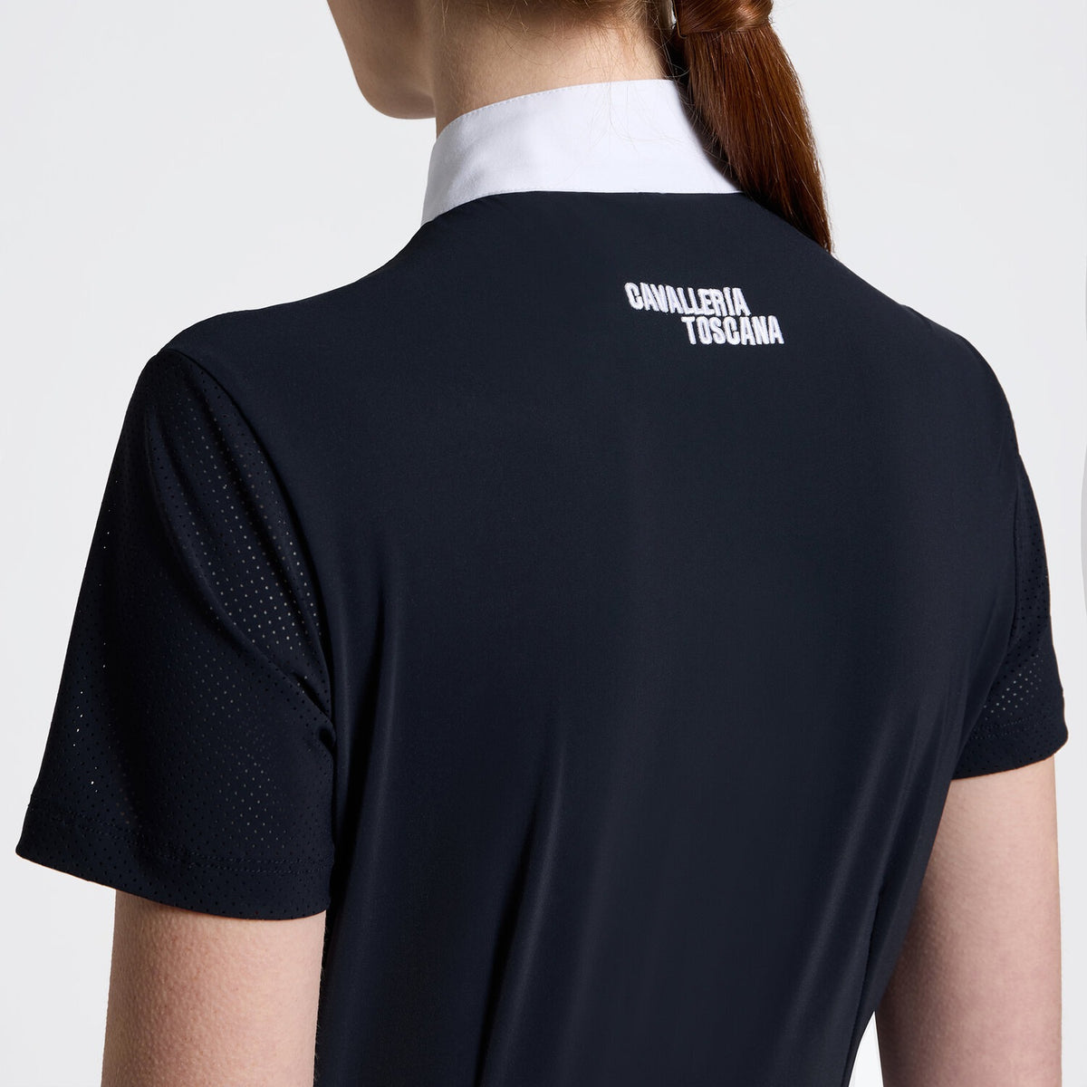 Cavalleria Toscana Women's Jersey Shirt with Perforated Details, back detail
