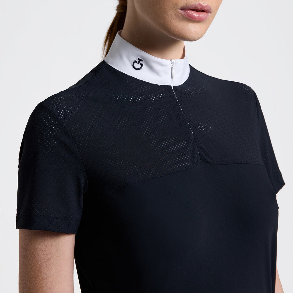 Cavalleria Toscana Women's Jersey Shirt with Perforated Details, perforated detail