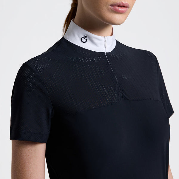 Cavalleria Toscana Women's Jersey Shirt with Perforated Details, perforated detail