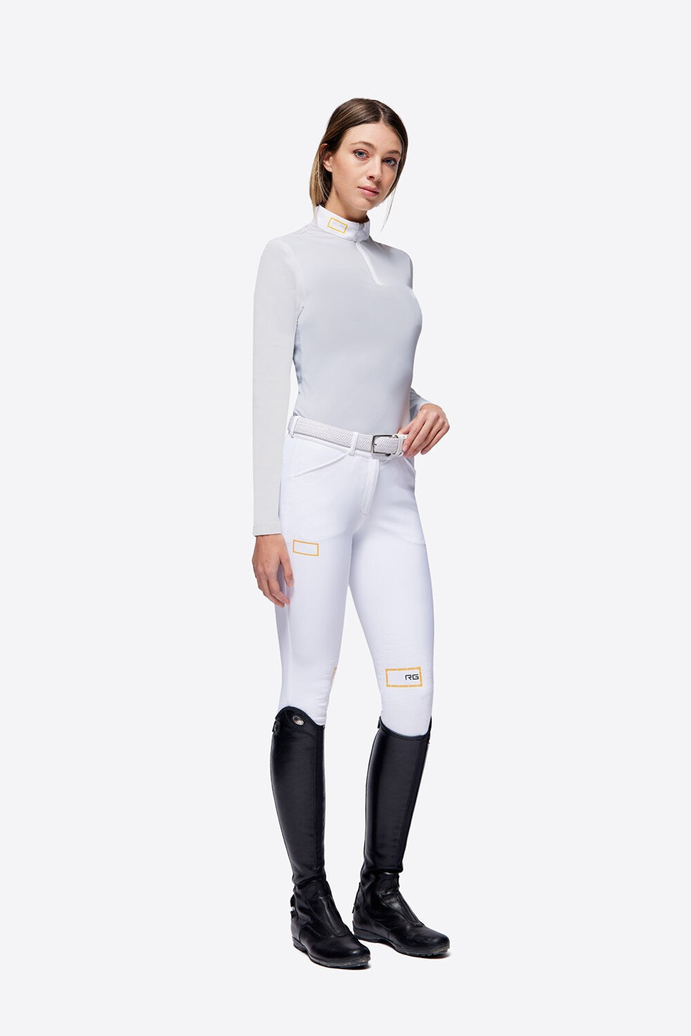 Rider's Gene Jersey L/S Zip Competition Polo - Light Grey Main image