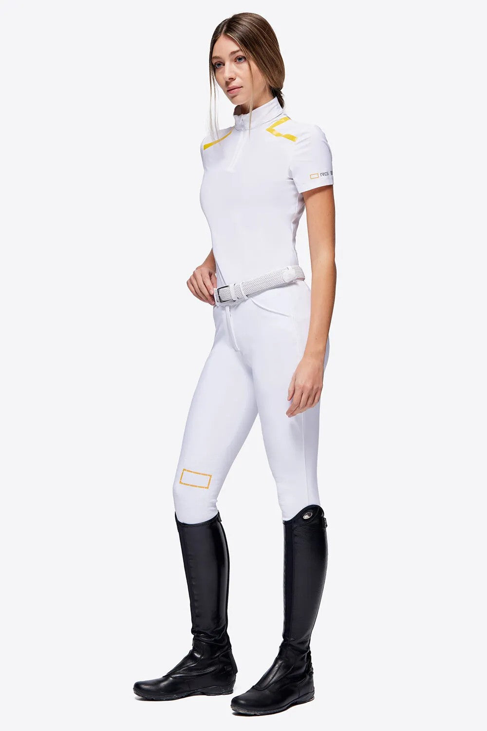 Rider's Gene Jersey S/S Zip Competition Polo - White