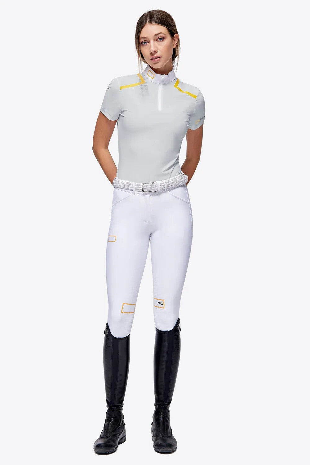 Rider's Gene Jersey S/S Zip Competition Polo - Light Grey