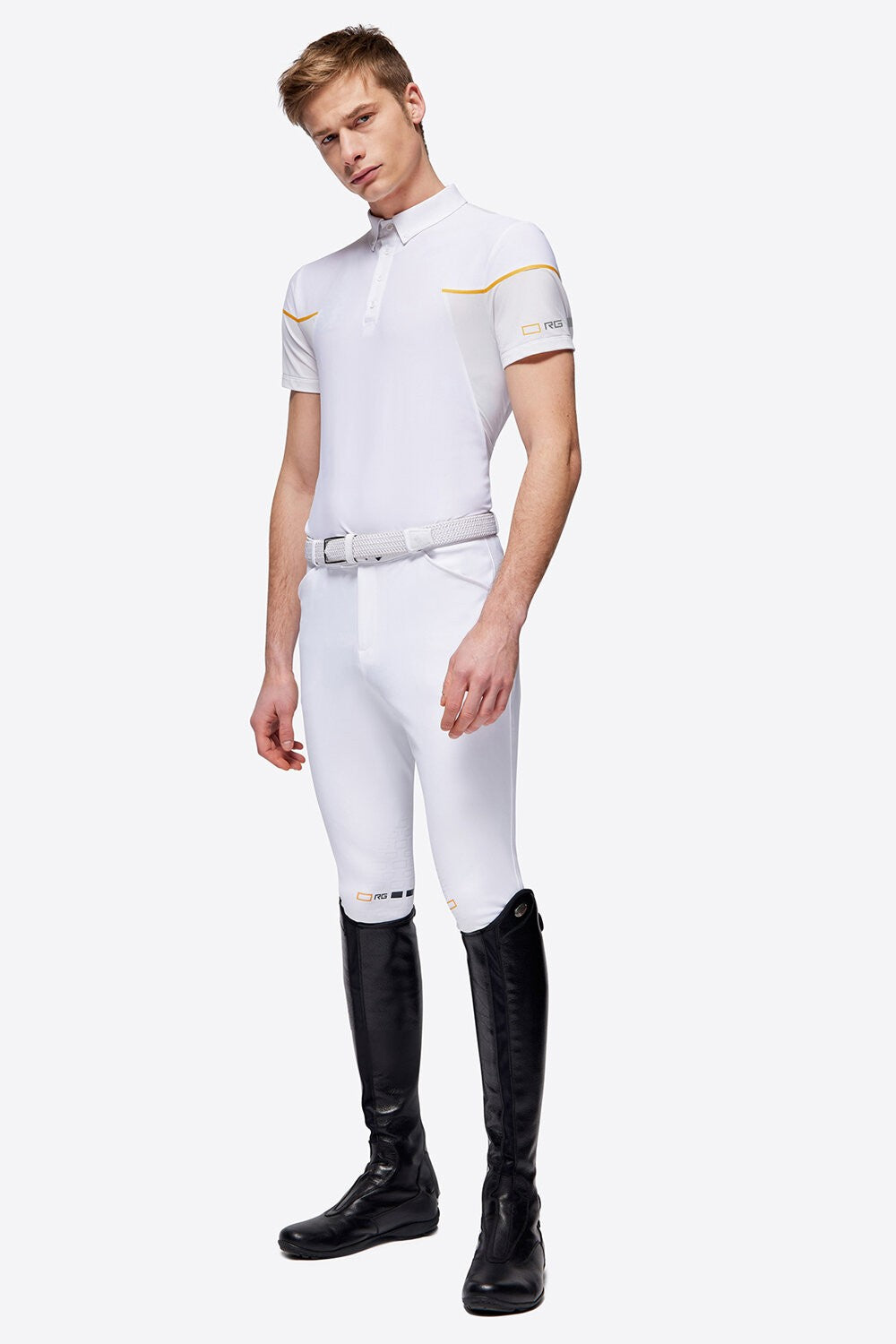 Rider's Gene Men's Short Sleeve Competition Polo - White