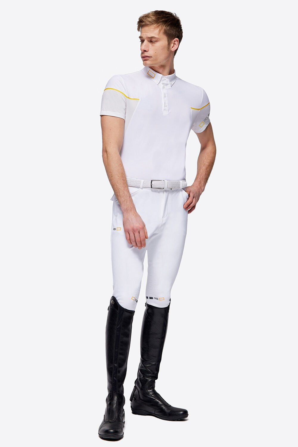 Rider's Gene Men's Short Sleeve Competition Polo - White
